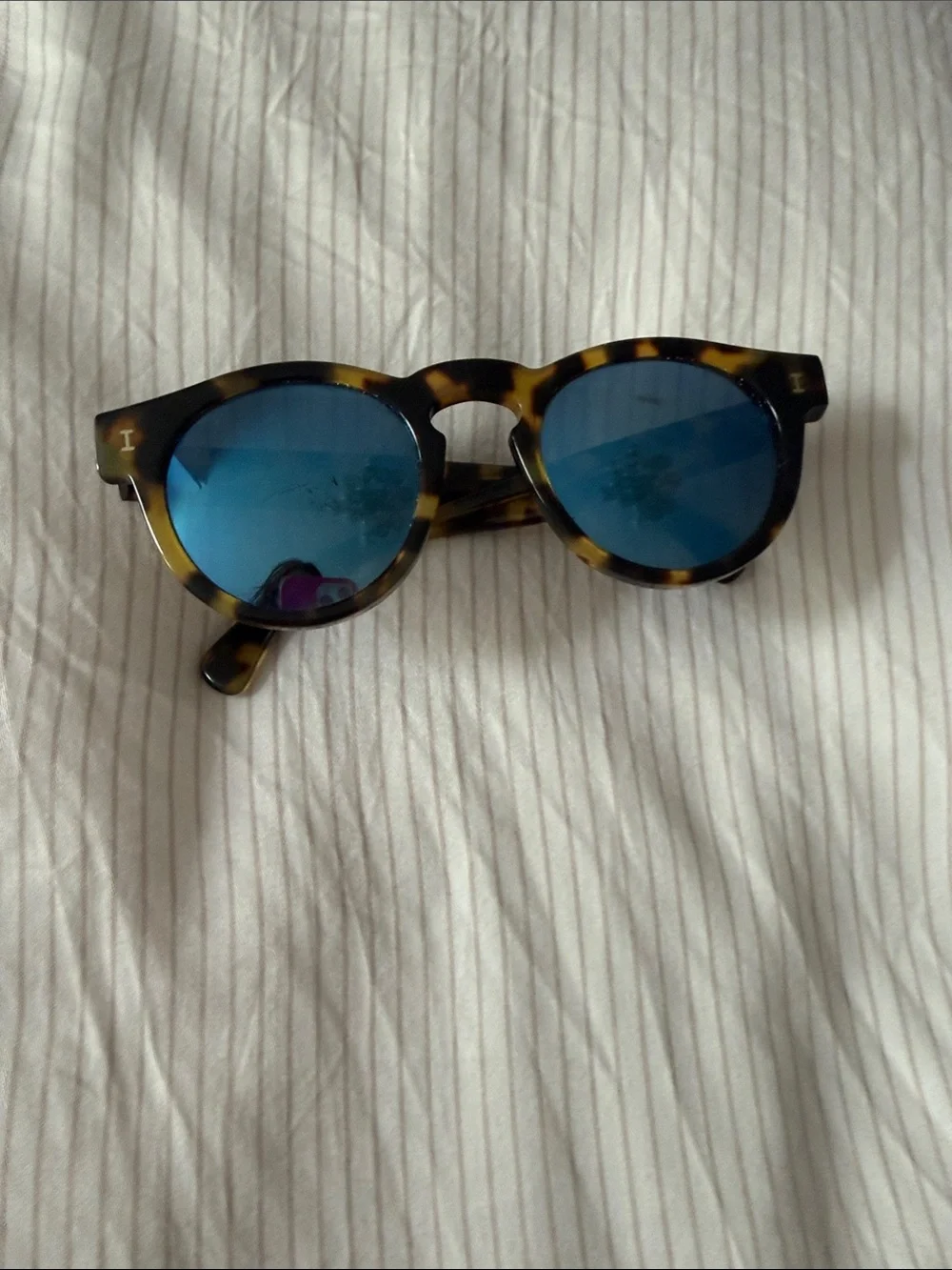 Illesteva Tortoiseshell Frame Sunglasses with Blue Lenses